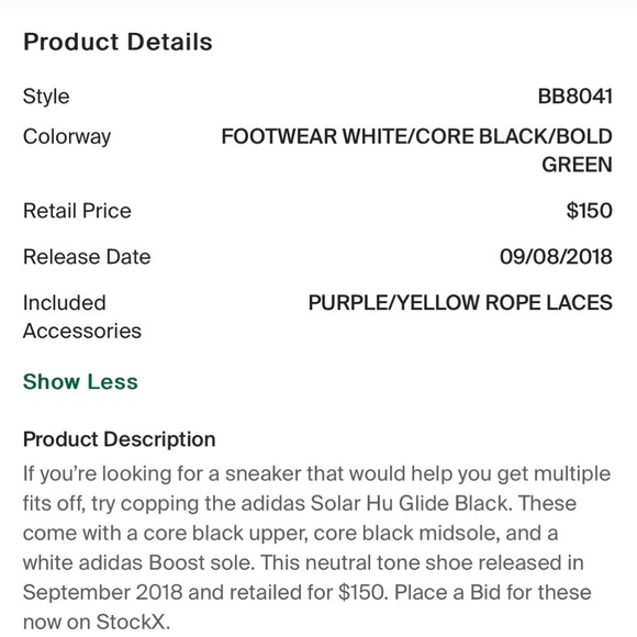 Adidas x Pharrell Solar Hu Glide
'Black' BB8041 size 7 1/2 NIB NWT - Picture 10 of 10